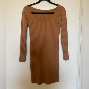 Long Sleeve Ribbed Mini Dress